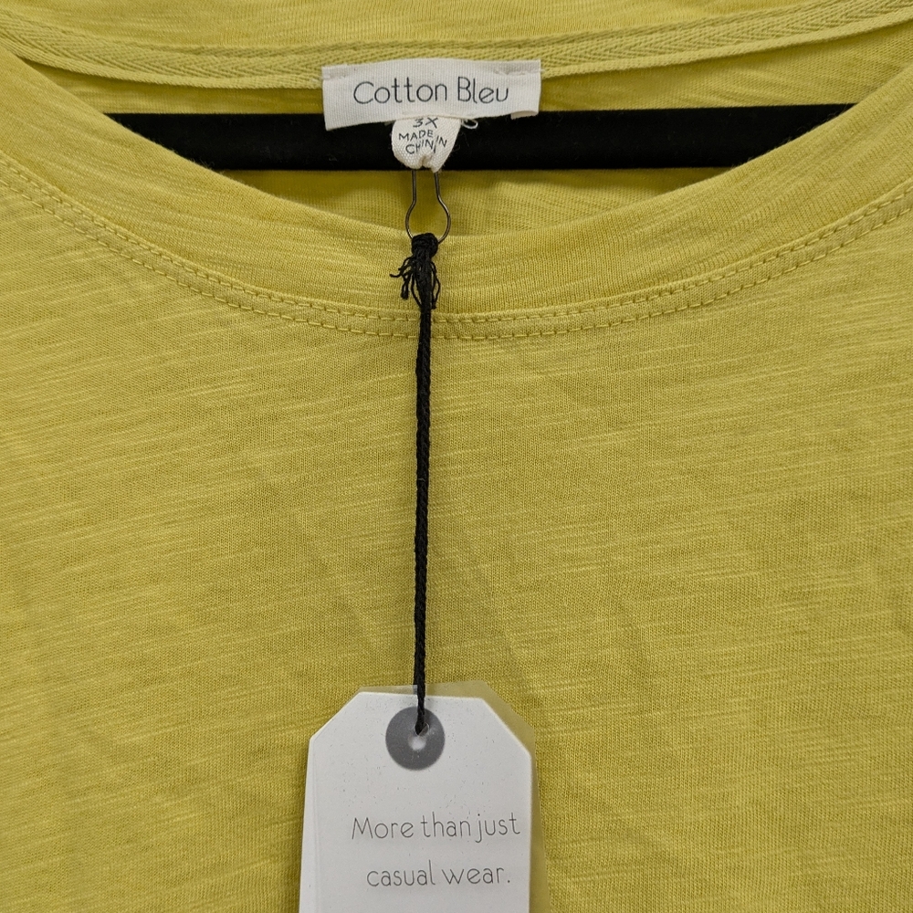 Women's Yellow Flutter Sleeve Top by Cotton Bleu - Picture 2 of 5